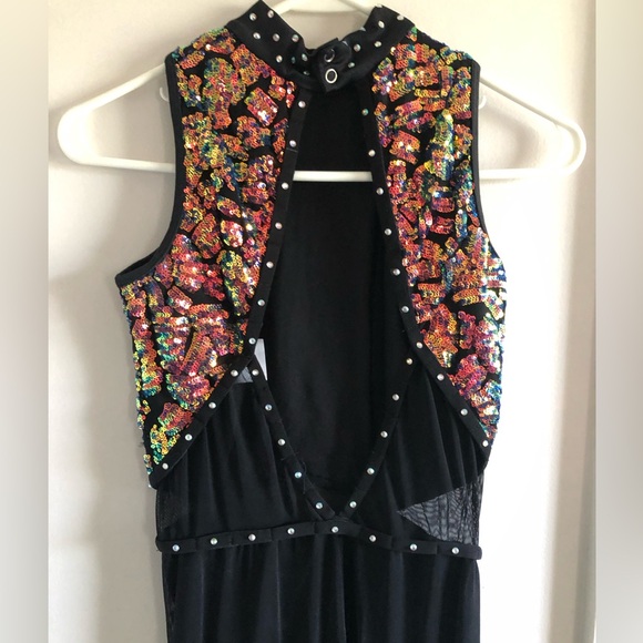 Revolution Dance Costume One Piece Bodysuit Black Sparkle Ladies Small Jazz Tap - Picture 3 of 5